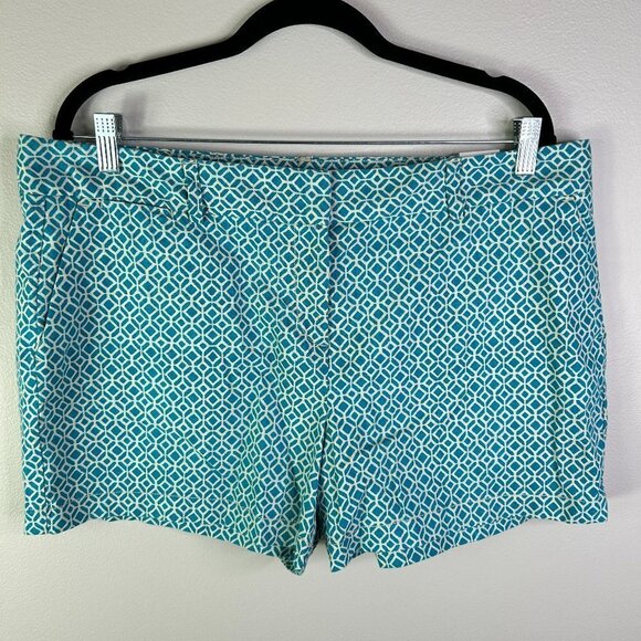 Ann Taylor LOFT Women's Turquoise and White Shorts 4" Inseam Size 14 - NWT - Picture 1 of 6